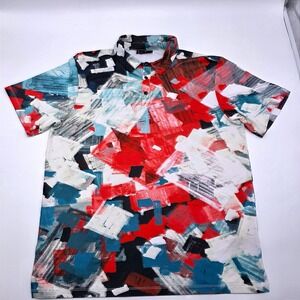 Yatta Golf Mens XL Abstract Brushstroke‎ Performance Polo Shirt Multicolor